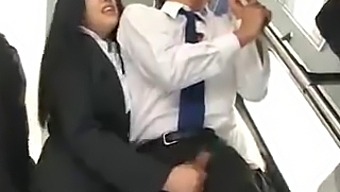 Passenger Gives Handjob To Asian Man On Public Bus