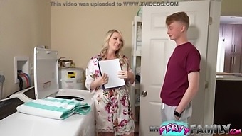 Milf Stepmom'S Big Natural Tits Get Her Stepdaughter To Orgasm From Behind