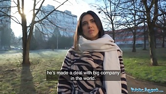 Amazing Reality: Brunette Biology Student Gets A Big Cock In Public