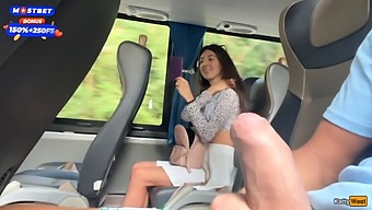 Public Bus Masturbating To Get A Hard Cock And Cum On The Body.